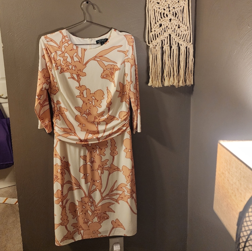 Floral Print Dress with 3/4 Sleeves